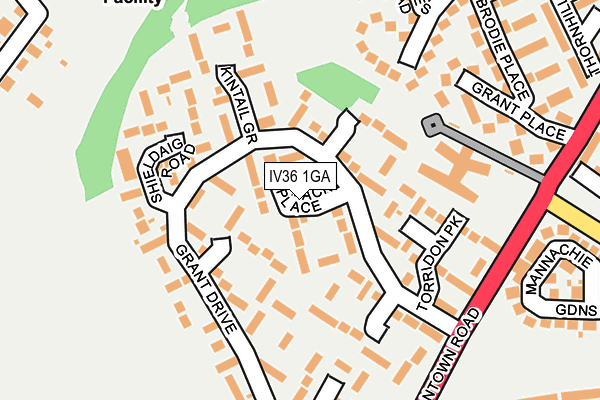 IV36 1GA map - OS OpenMap – Local (Ordnance Survey)