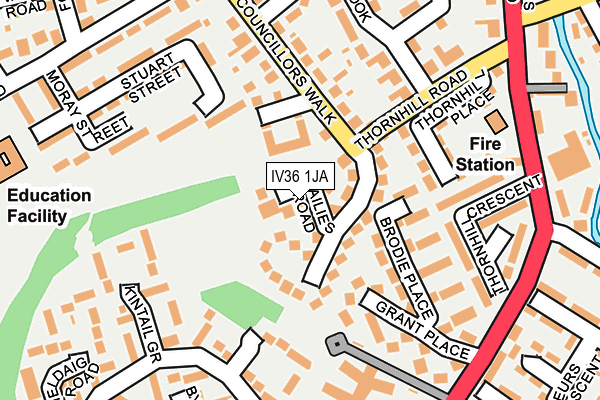 IV36 1JA map - OS OpenMap – Local (Ordnance Survey)