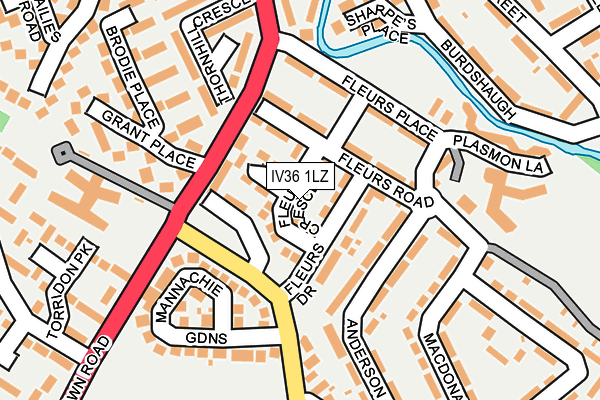 IV36 1LZ map - OS OpenMap – Local (Ordnance Survey)
