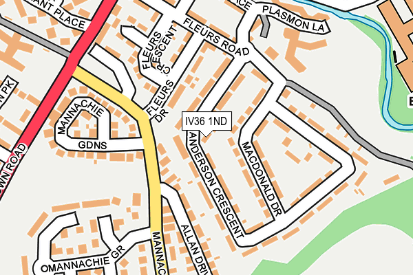 IV36 1ND map - OS OpenMap – Local (Ordnance Survey)