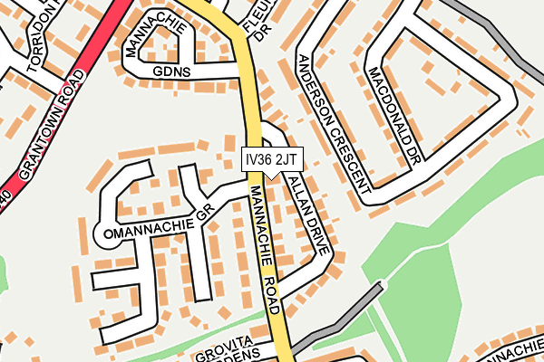 IV36 2JT map - OS OpenMap – Local (Ordnance Survey)