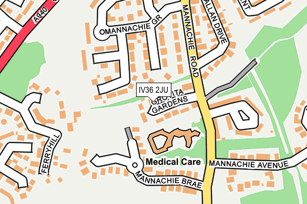 IV36 2JU map - OS OpenMap – Local (Ordnance Survey)