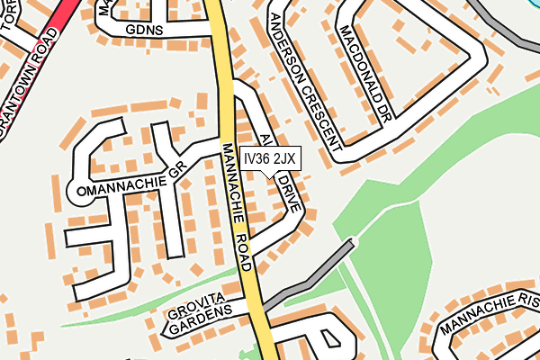 IV36 2JX map - OS OpenMap – Local (Ordnance Survey)