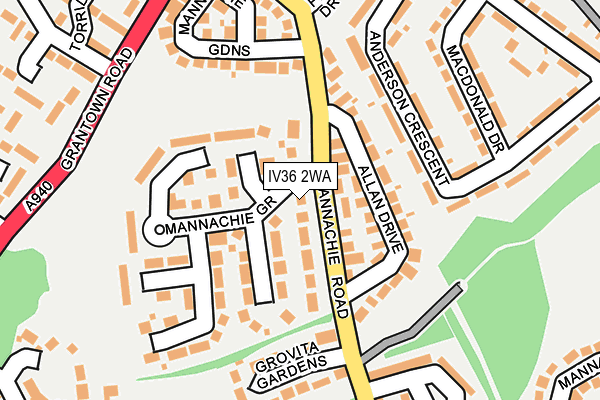 IV36 2WA map - OS OpenMap – Local (Ordnance Survey)