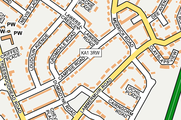 KA1 3RW map - OS OpenMap – Local (Ordnance Survey)