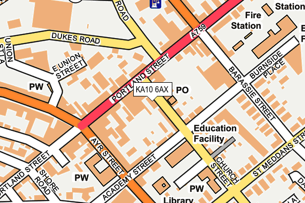 KA10 6AX map - OS OpenMap – Local (Ordnance Survey)