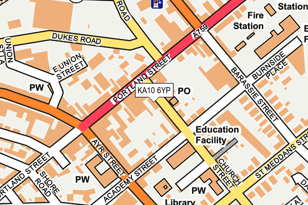 KA10 6YP map - OS OpenMap – Local (Ordnance Survey)