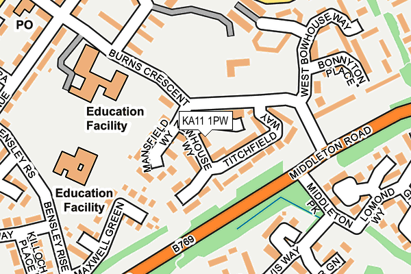 KA11 1PW map - OS OpenMap – Local (Ordnance Survey)