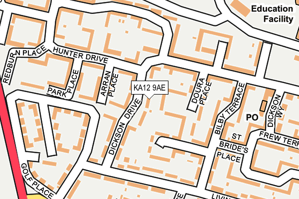 KA12 9AE map - OS OpenMap – Local (Ordnance Survey)