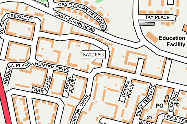 KA12 9AG map - OS OpenMap – Local (Ordnance Survey)