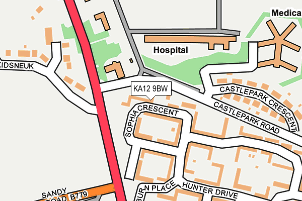 KA12 9BW map - OS OpenMap – Local (Ordnance Survey)