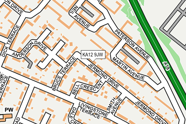 KA12 9JW map - OS OpenMap – Local (Ordnance Survey)