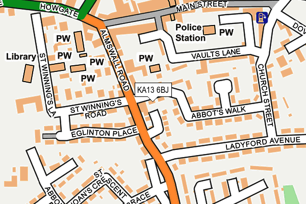 KA13 6BJ map - OS OpenMap – Local (Ordnance Survey)