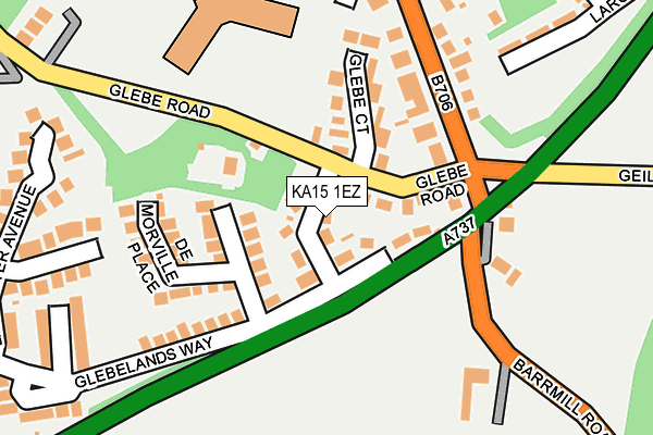 KA15 1EZ map - OS OpenMap – Local (Ordnance Survey)