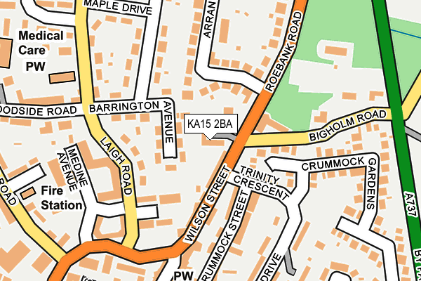 KA15 2BA map - OS OpenMap – Local (Ordnance Survey)