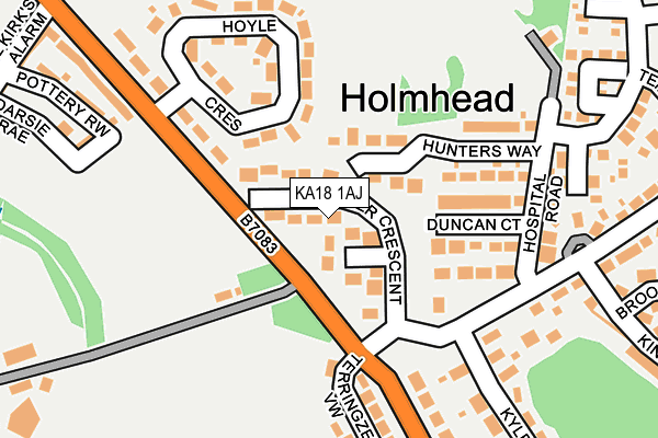 KA18 1AJ map - OS OpenMap – Local (Ordnance Survey)