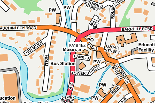 KA18 1BZ map - OS OpenMap – Local (Ordnance Survey)