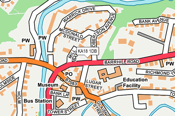 KA18 1DB map - OS OpenMap – Local (Ordnance Survey)