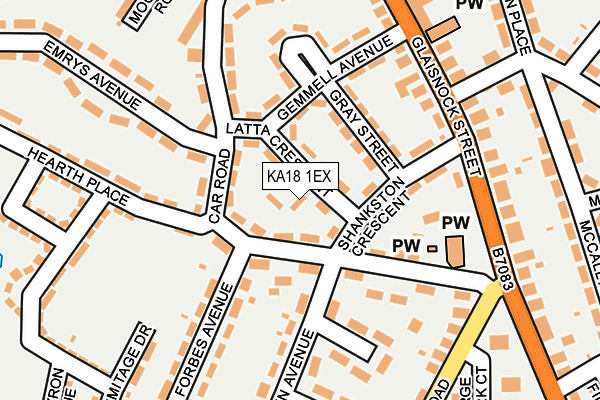KA18 1EX map - OS OpenMap – Local (Ordnance Survey)