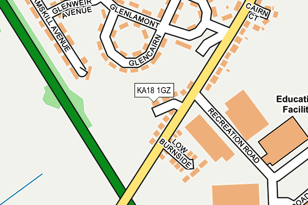 KA18 1GZ map - OS OpenMap – Local (Ordnance Survey)