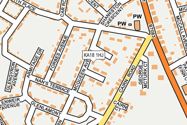 KA18 1HJ map - OS OpenMap – Local (Ordnance Survey)