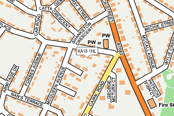 KA18 1HL map - OS OpenMap – Local (Ordnance Survey)