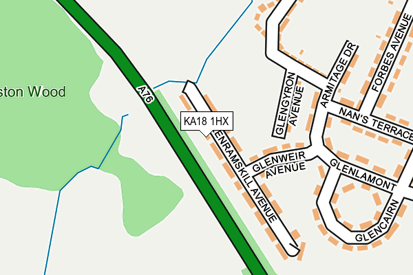 KA18 1HX map - OS OpenMap – Local (Ordnance Survey)