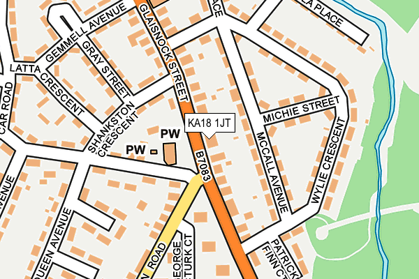 KA18 1JT map - OS OpenMap – Local (Ordnance Survey)