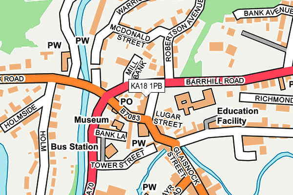 KA18 1PB map - OS OpenMap – Local (Ordnance Survey)