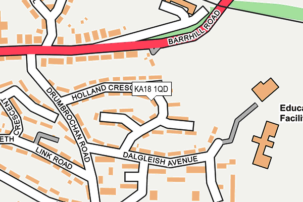 KA18 1QD map - OS OpenMap – Local (Ordnance Survey)