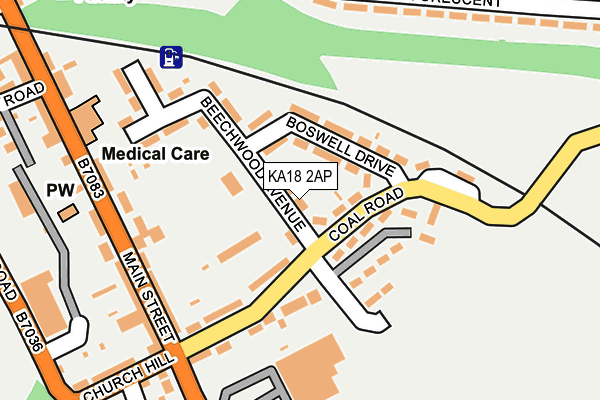 KA18 2AP map - OS OpenMap – Local (Ordnance Survey)