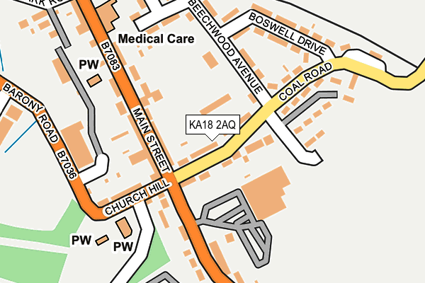 KA18 2AQ map - OS OpenMap – Local (Ordnance Survey)