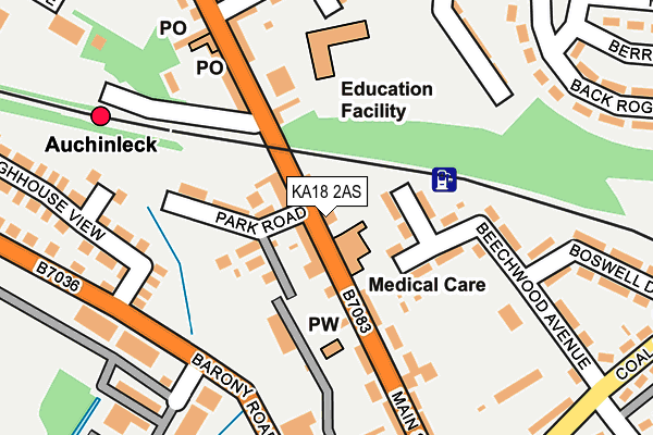 KA18 2AS map - OS OpenMap – Local (Ordnance Survey)