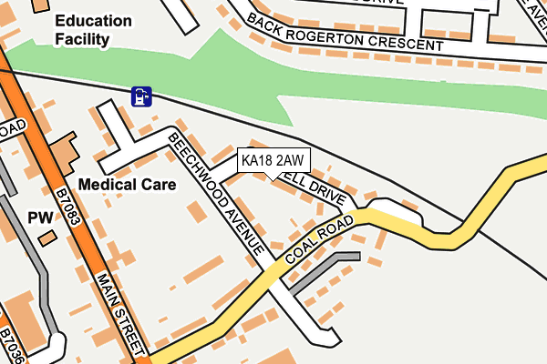 KA18 2AW map - OS OpenMap – Local (Ordnance Survey)