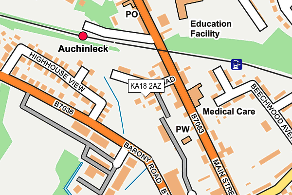 KA18 2AZ map - OS OpenMap – Local (Ordnance Survey)
