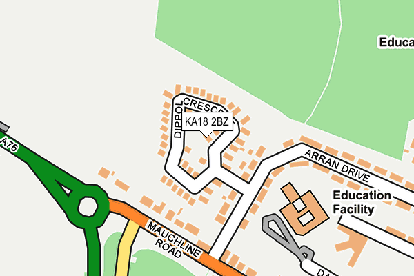 KA18 2BZ map - OS OpenMap – Local (Ordnance Survey)