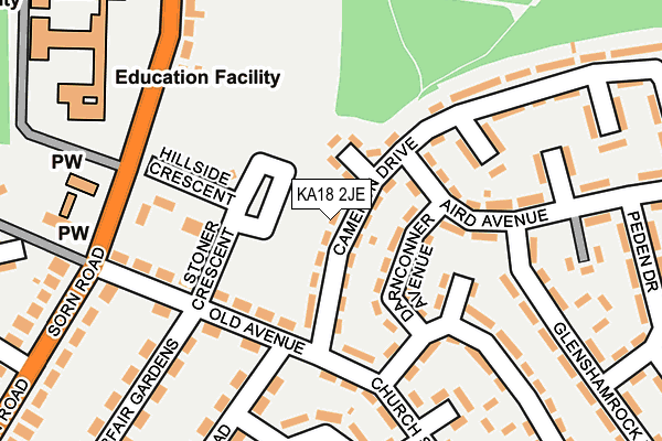 KA18 2JE map - OS OpenMap – Local (Ordnance Survey)