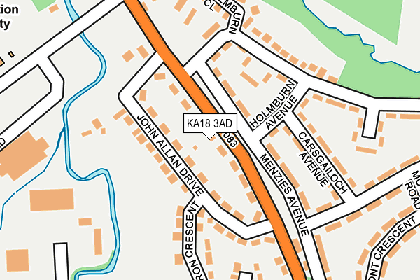 KA18 3AD map - OS OpenMap – Local (Ordnance Survey)