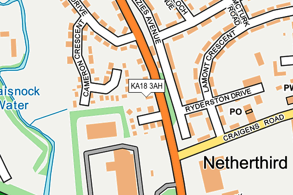 KA18 3AH map - OS OpenMap – Local (Ordnance Survey)