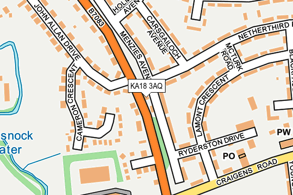 KA18 3AQ map - OS OpenMap – Local (Ordnance Survey)