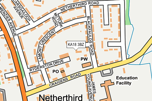 KA18 3BZ map - OS OpenMap – Local (Ordnance Survey)