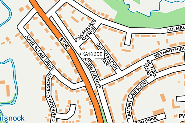 KA18 3DE map - OS OpenMap – Local (Ordnance Survey)