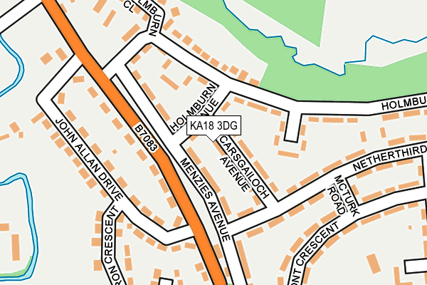 KA18 3DG map - OS OpenMap – Local (Ordnance Survey)