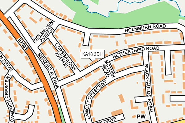 KA18 3DH map - OS OpenMap – Local (Ordnance Survey)