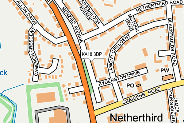 KA18 3DP map - OS OpenMap – Local (Ordnance Survey)