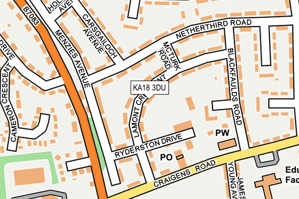 KA18 3DU map - OS OpenMap – Local (Ordnance Survey)