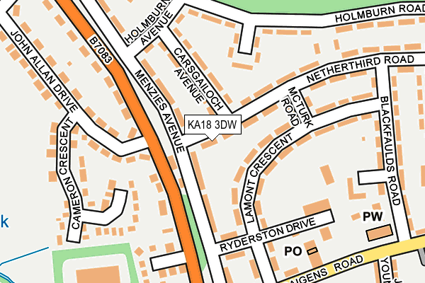 KA18 3DW map - OS OpenMap – Local (Ordnance Survey)