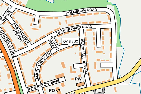 KA18 3DX map - OS OpenMap – Local (Ordnance Survey)