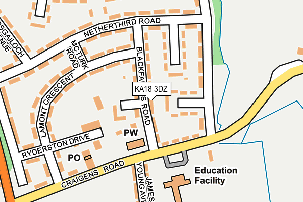 KA18 3DZ map - OS OpenMap – Local (Ordnance Survey)