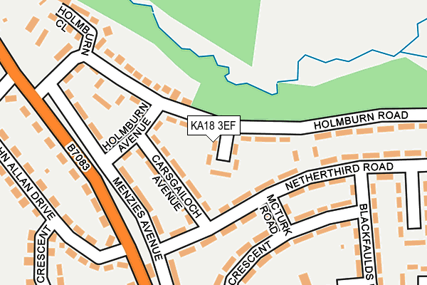 KA18 3EF map - OS OpenMap – Local (Ordnance Survey)